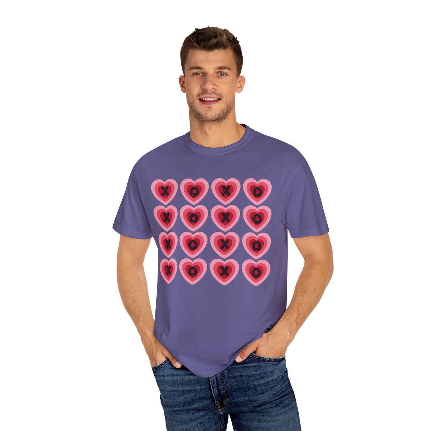 Retro Heart X's and O's - Comfort Colors Shirt