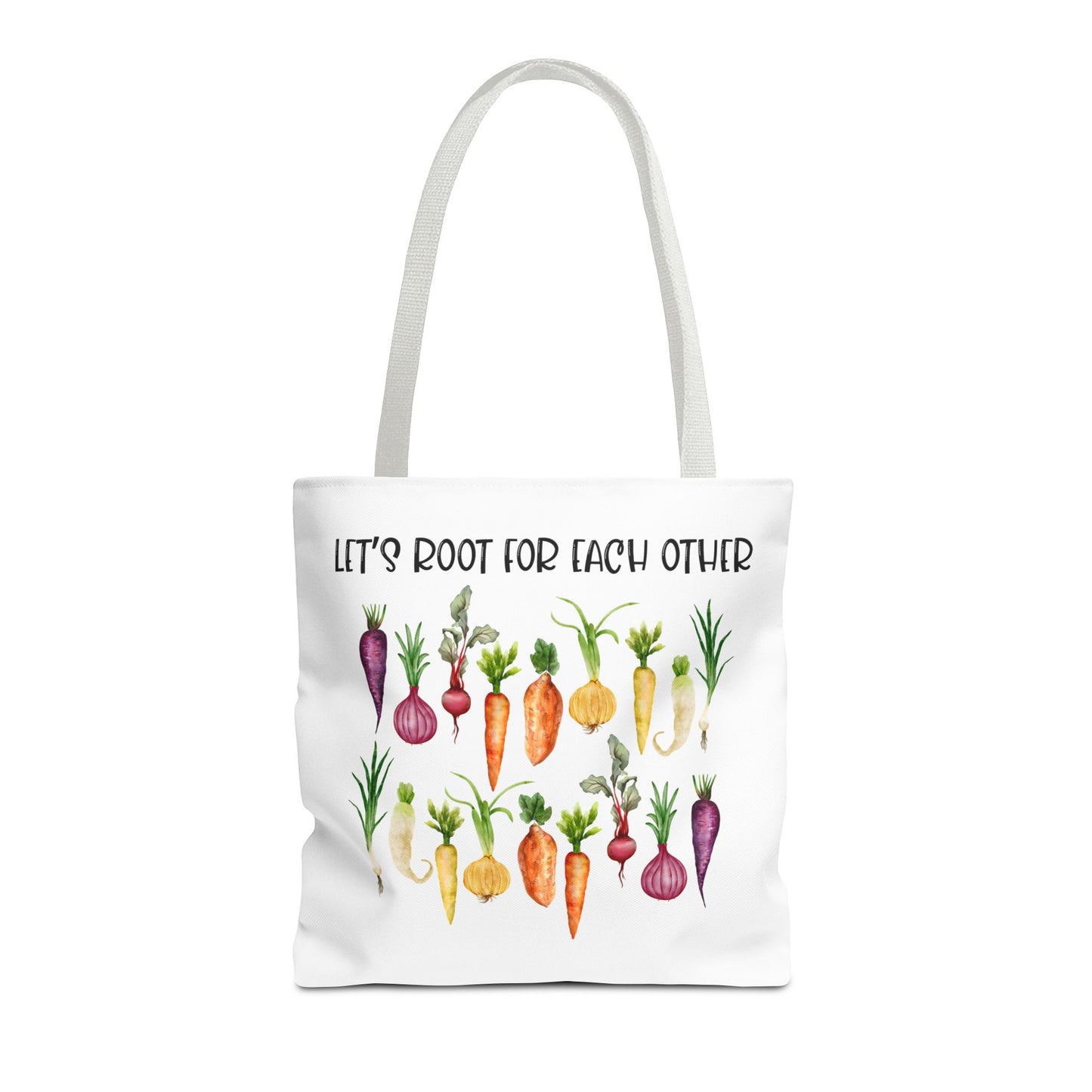 Let's Root for Each Other Tote Bag - Colorful Vegetable Design