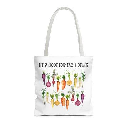 Let's Root for Each Other Tote Bag - Colorful Vegetable Design