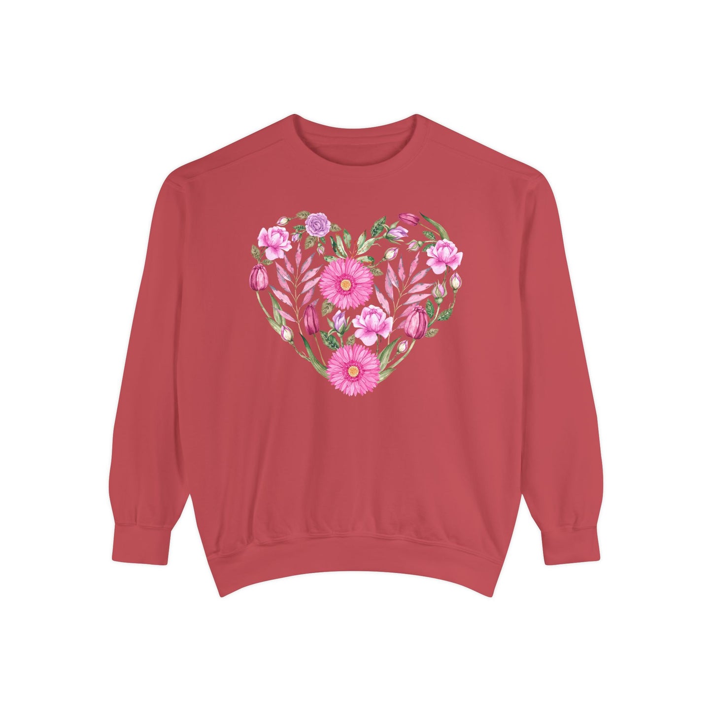 Pink Flowers Heart - Comfort Colors Sweatshirt