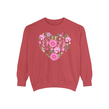 Pink Flowers Heart - Comfort Colors Sweatshirt