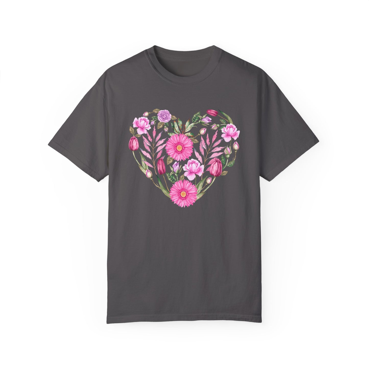 Pink Flowers Heart - Comfort Colors Shirt
