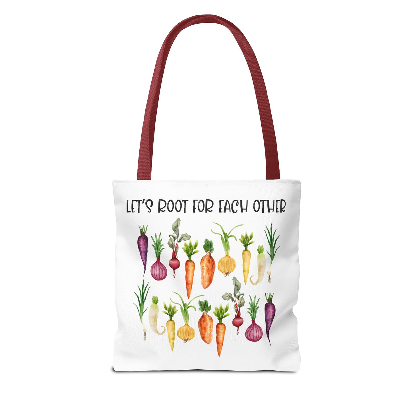 Let's Root for Each Other Tote Bag - Colorful Vegetable Design
