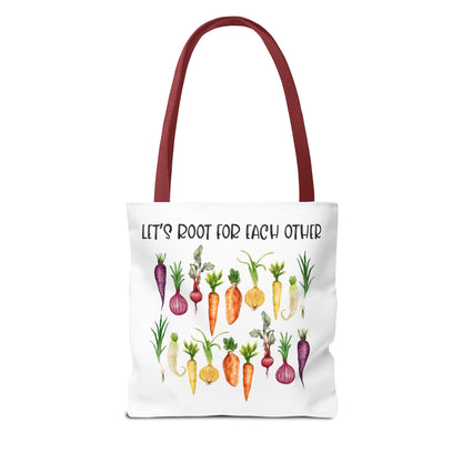 Let's Root for Each Other Tote Bag - Colorful Vegetable Design