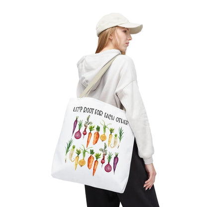 Let's Root for Each Other Tote Bag - Colorful Vegetable Design