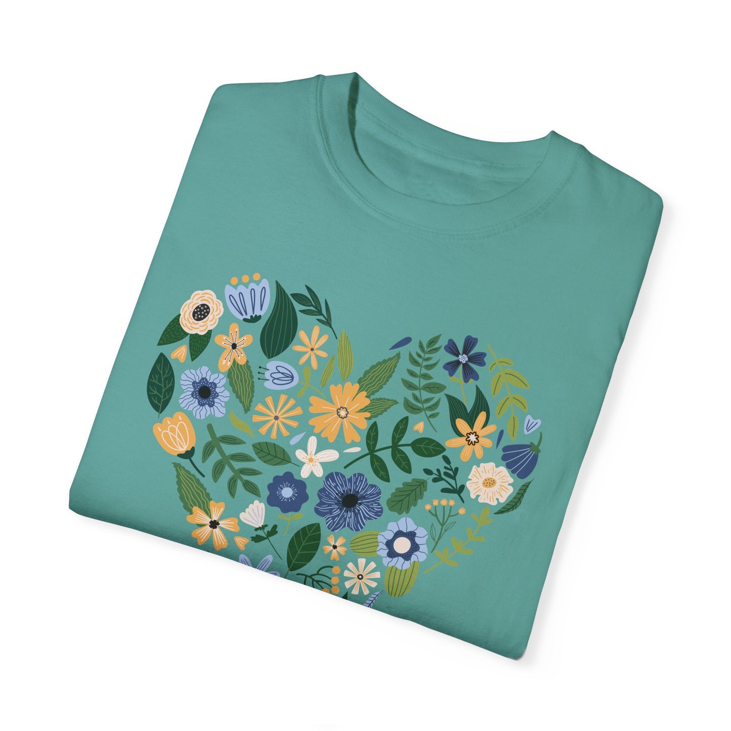 Blue Flowers Heart - Comfort Colors Shirt