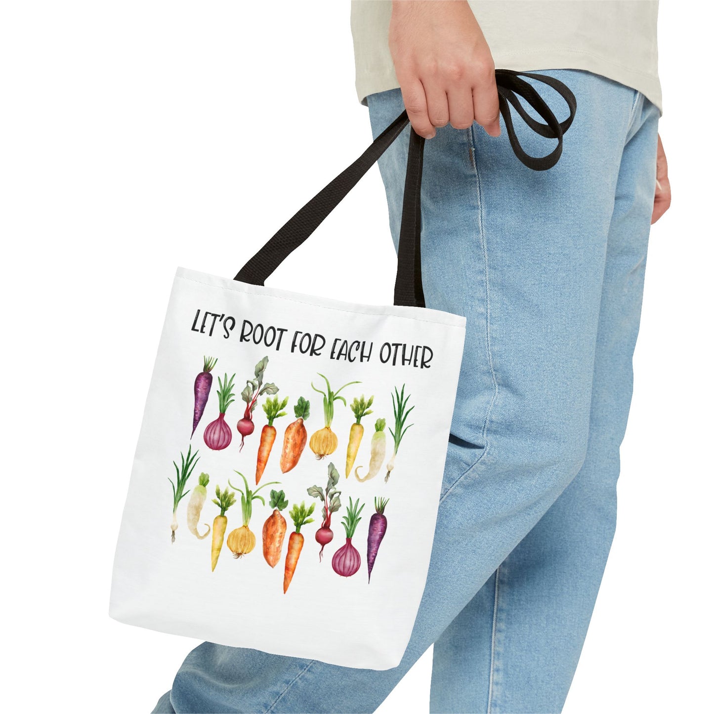 Let's Root for Each Other Tote Bag - Colorful Vegetable Design