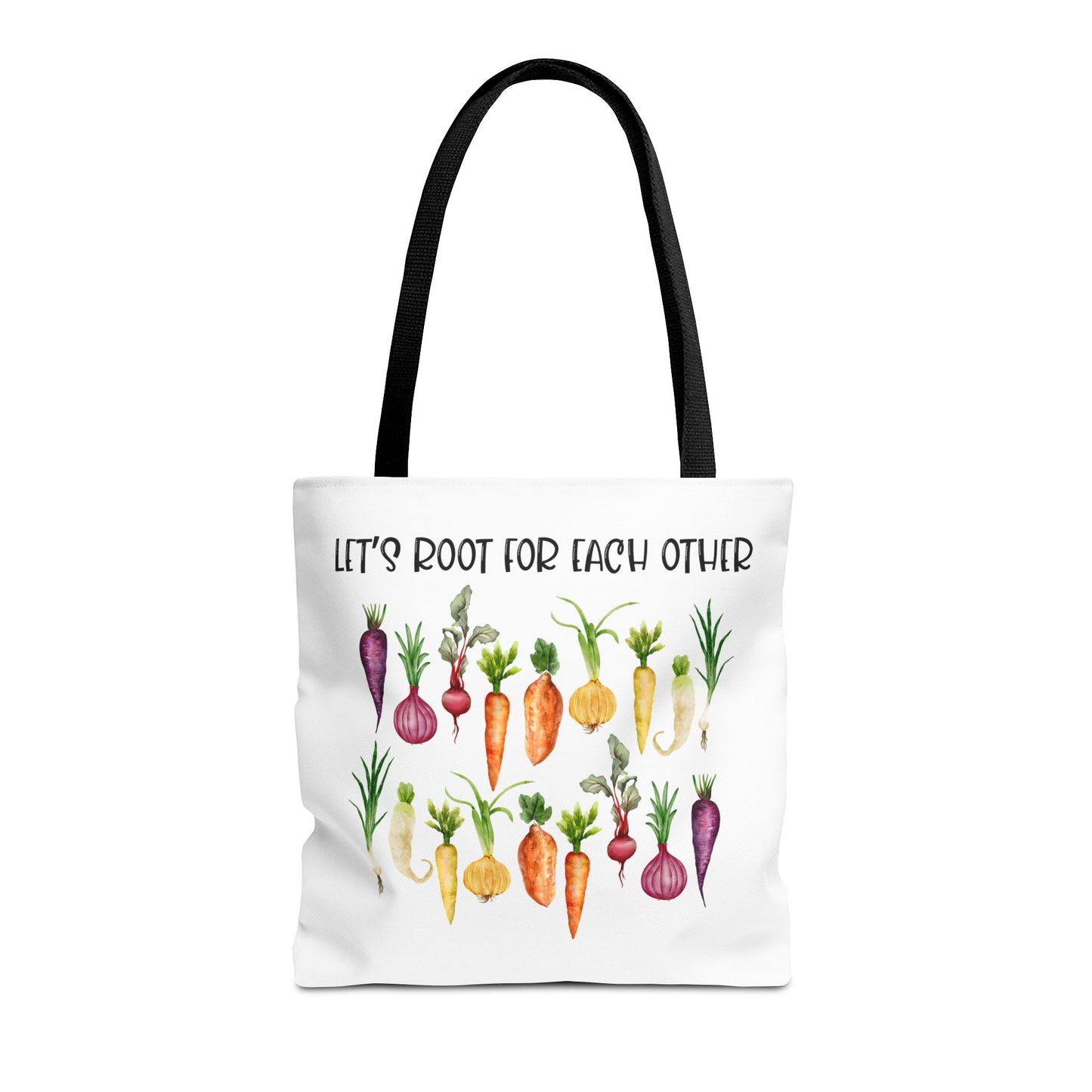 Let's Root for Each Other Tote Bag - Colorful Vegetable Design