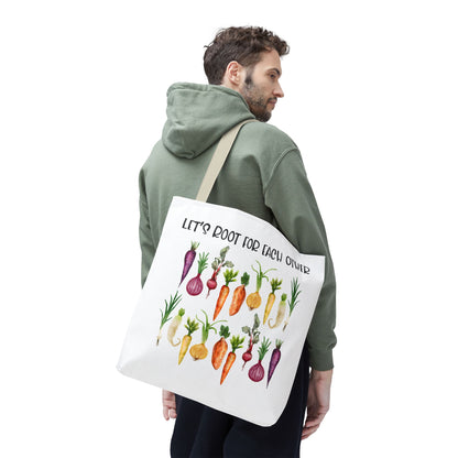 Let's Root for Each Other Tote Bag - Colorful Vegetable Design