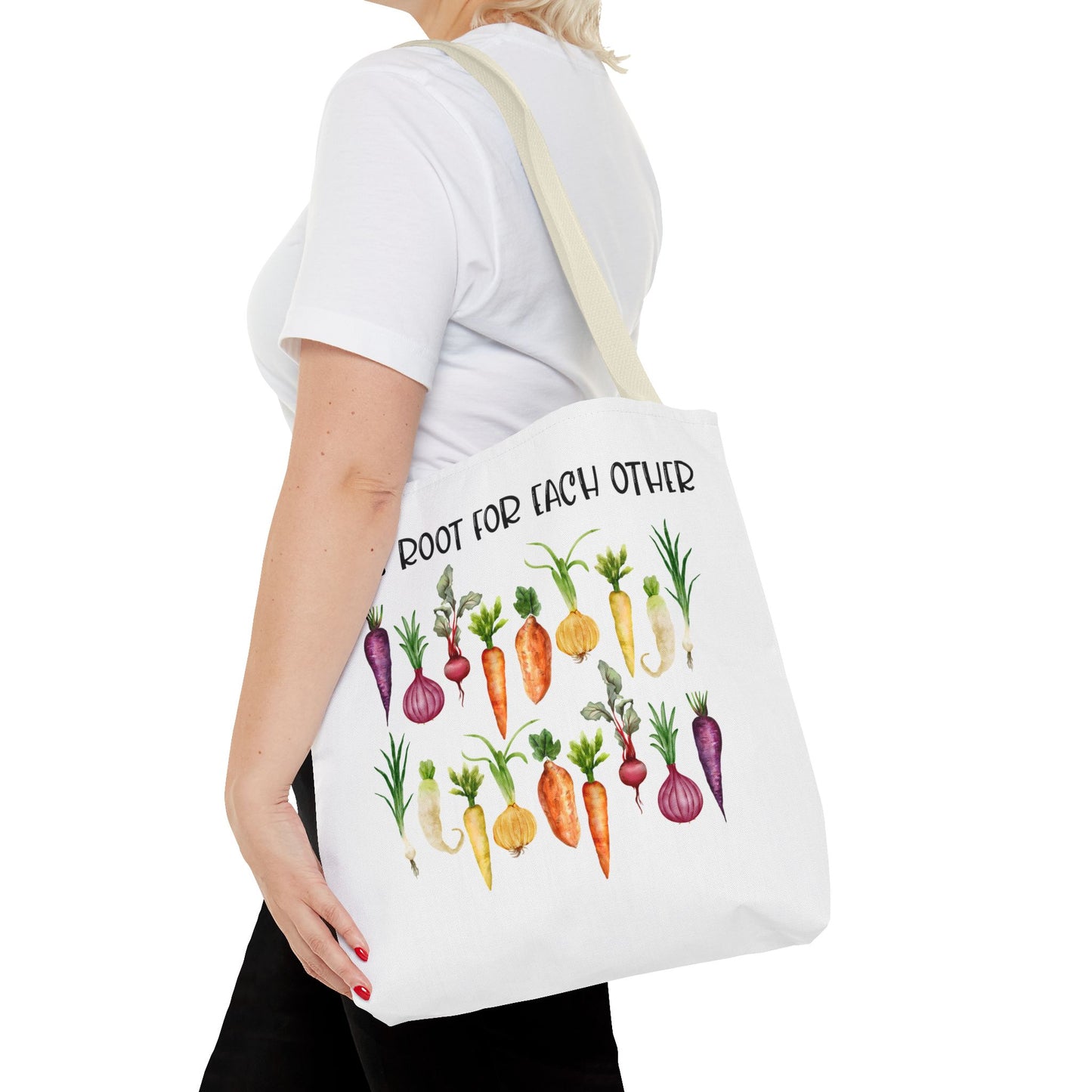 Let's Root for Each Other Tote Bag - Colorful Vegetable Design