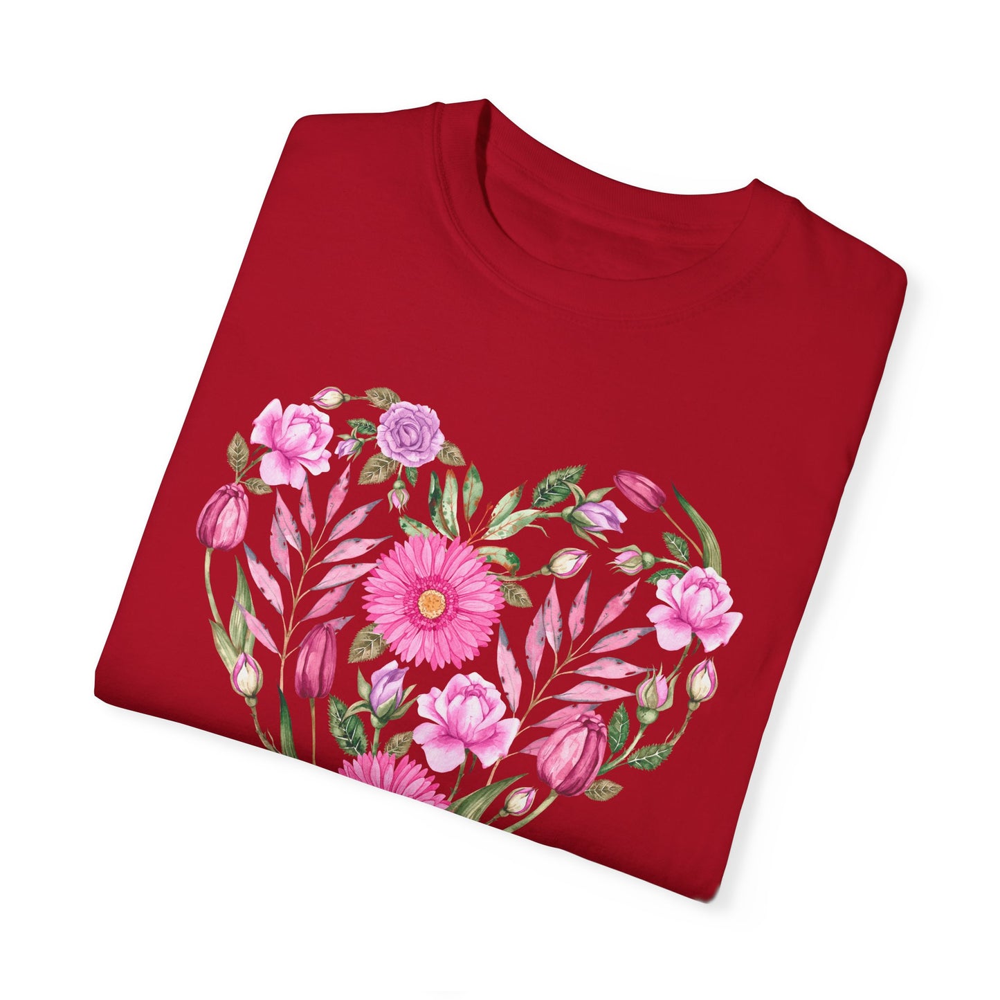 Pink Flowers Heart - Comfort Colors Shirt