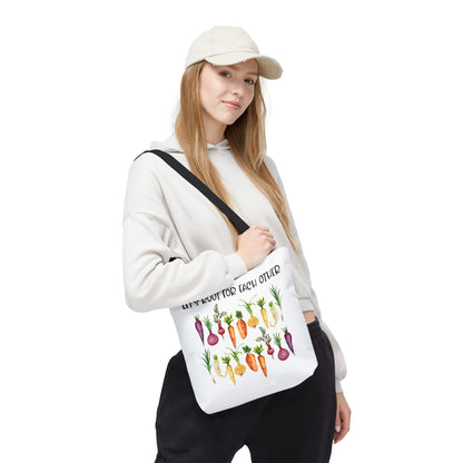 Let's Root for Each Other Tote Bag - Colorful Vegetable Design