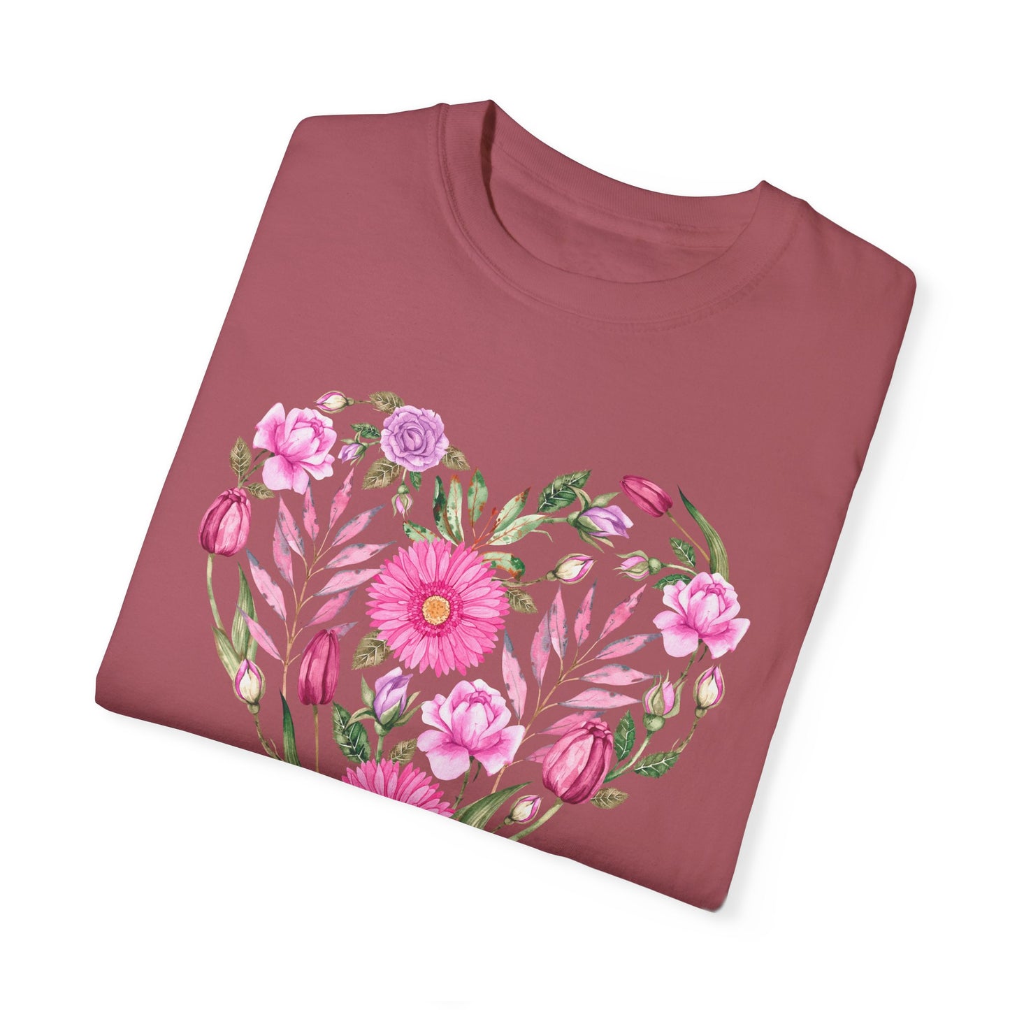 Pink Flowers Heart - Comfort Colors Shirt
