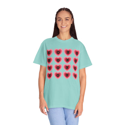 Retro Heart X's and O's - Comfort Colors Shirt