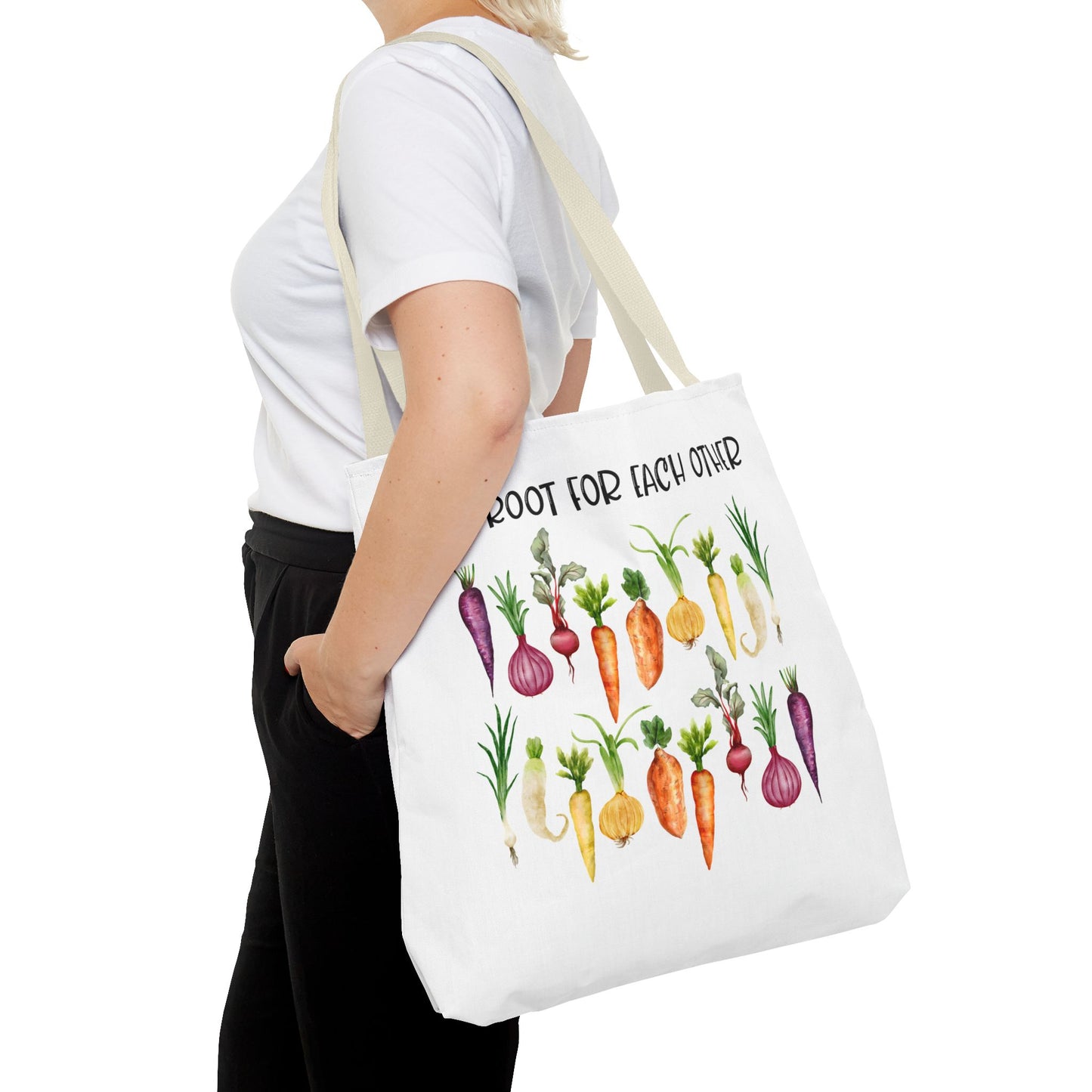 Let's Root for Each Other Tote Bag - Colorful Vegetable Design