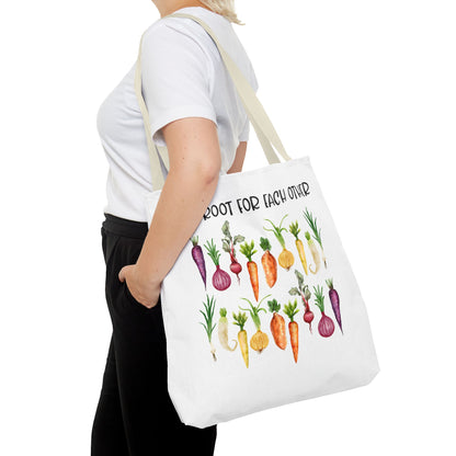 Let's Root for Each Other Tote Bag - Colorful Vegetable Design