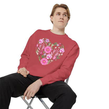 Pink Flowers Heart - Comfort Colors Sweatshirt