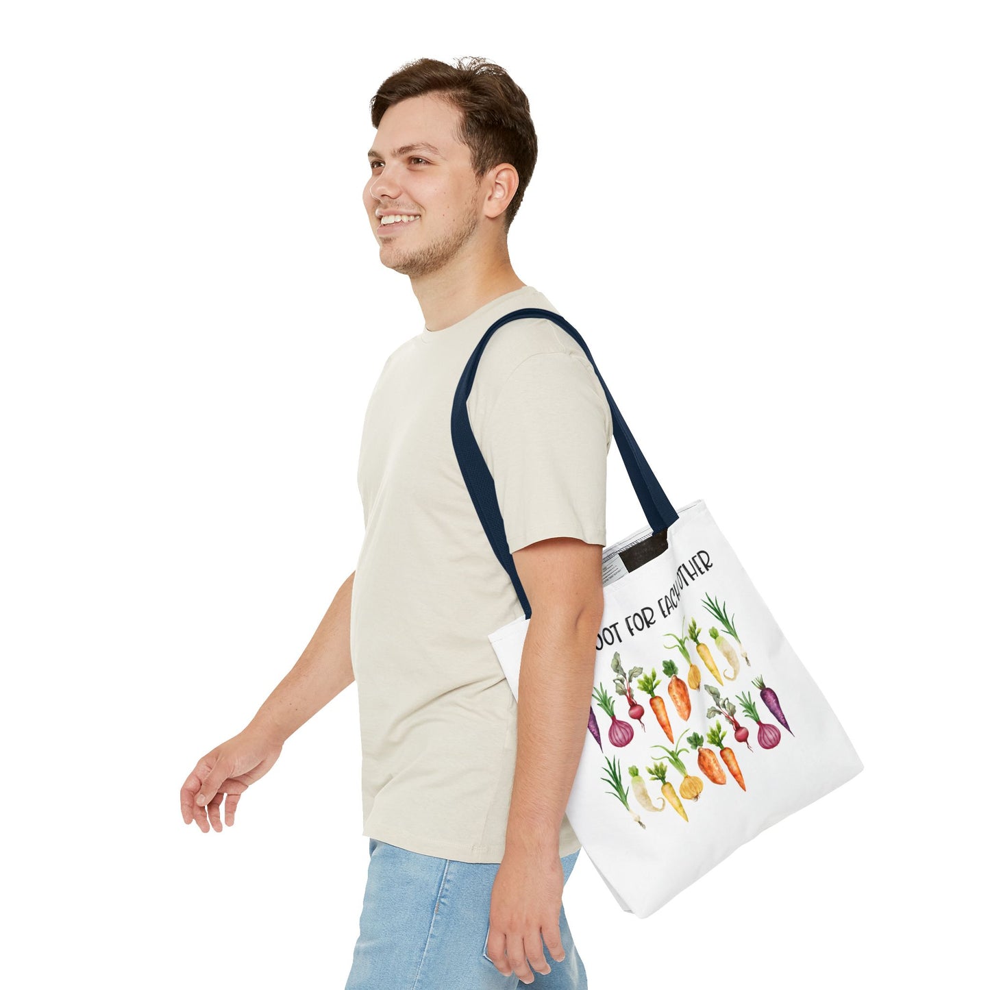 Let's Root for Each Other Tote Bag - Colorful Vegetable Design
