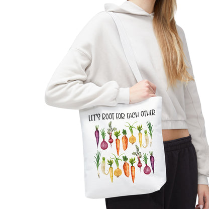 Let's Root for Each Other Tote Bag - Colorful Vegetable Design