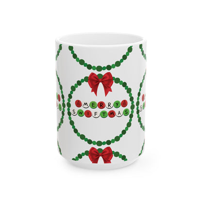 Merry Swiftmas - Friendship Bracelet Wreath - Ceramic Mug, (11oz, 15oz)