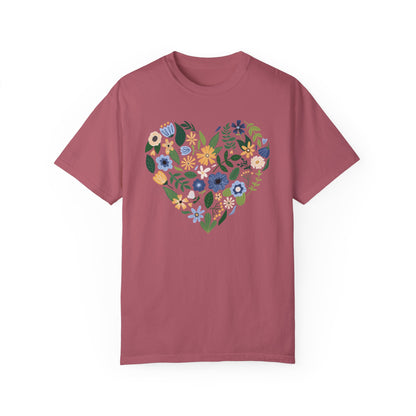 Blue Flowers Heart - Comfort Colors Shirt