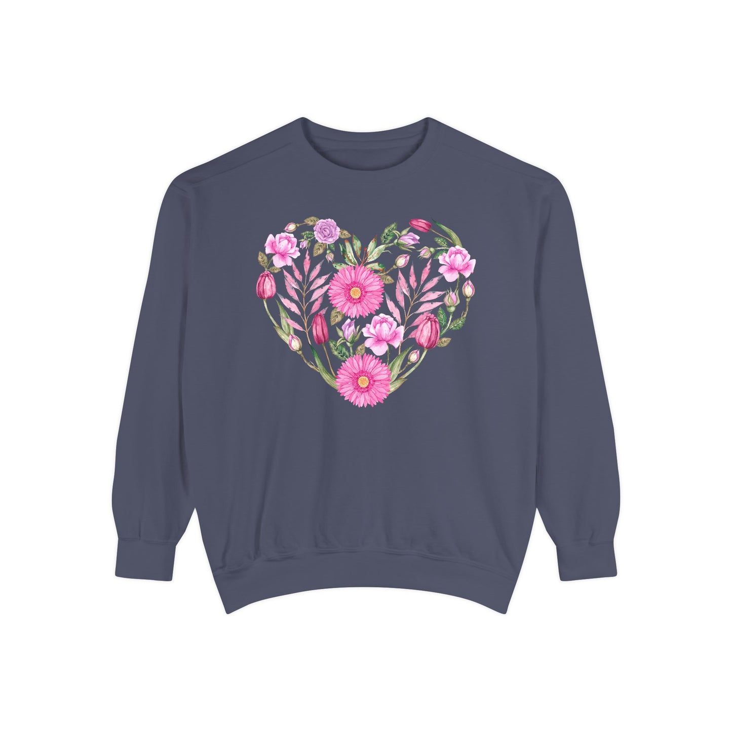 Pink Flowers Heart - Comfort Colors Sweatshirt