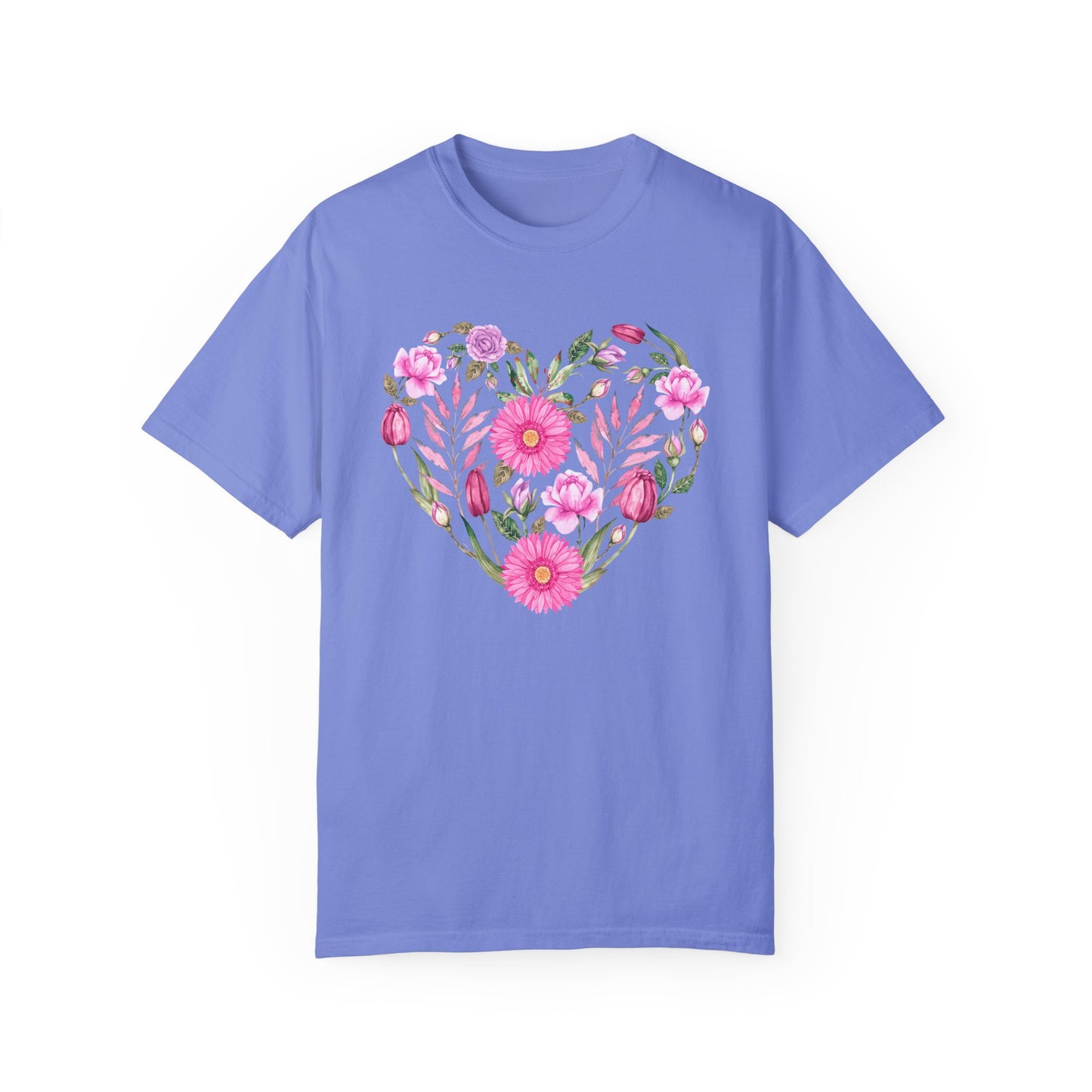 Pink Flowers Heart - Comfort Colors Shirt