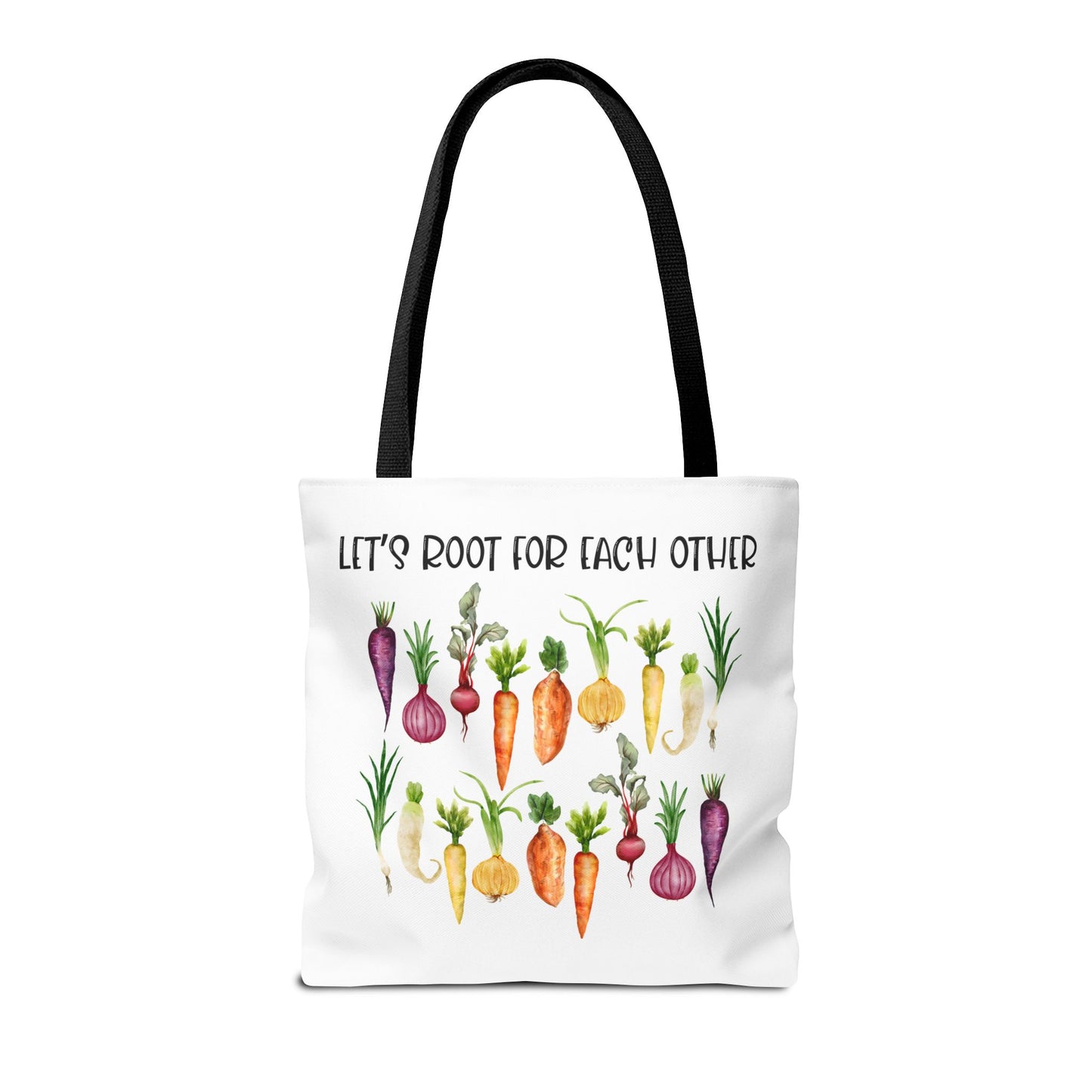 Let's Root for Each Other Tote Bag - Colorful Vegetable Design