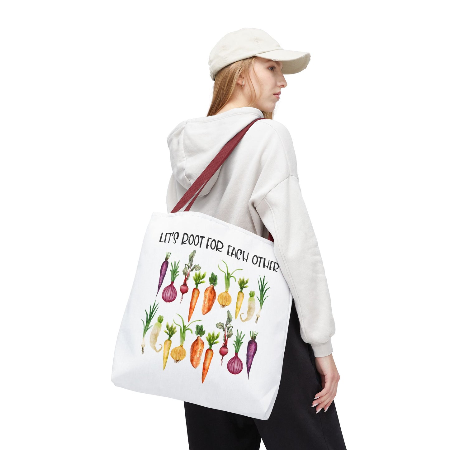 Let's Root for Each Other Tote Bag - Colorful Vegetable Design