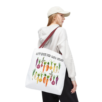 Let's Root for Each Other Tote Bag - Colorful Vegetable Design