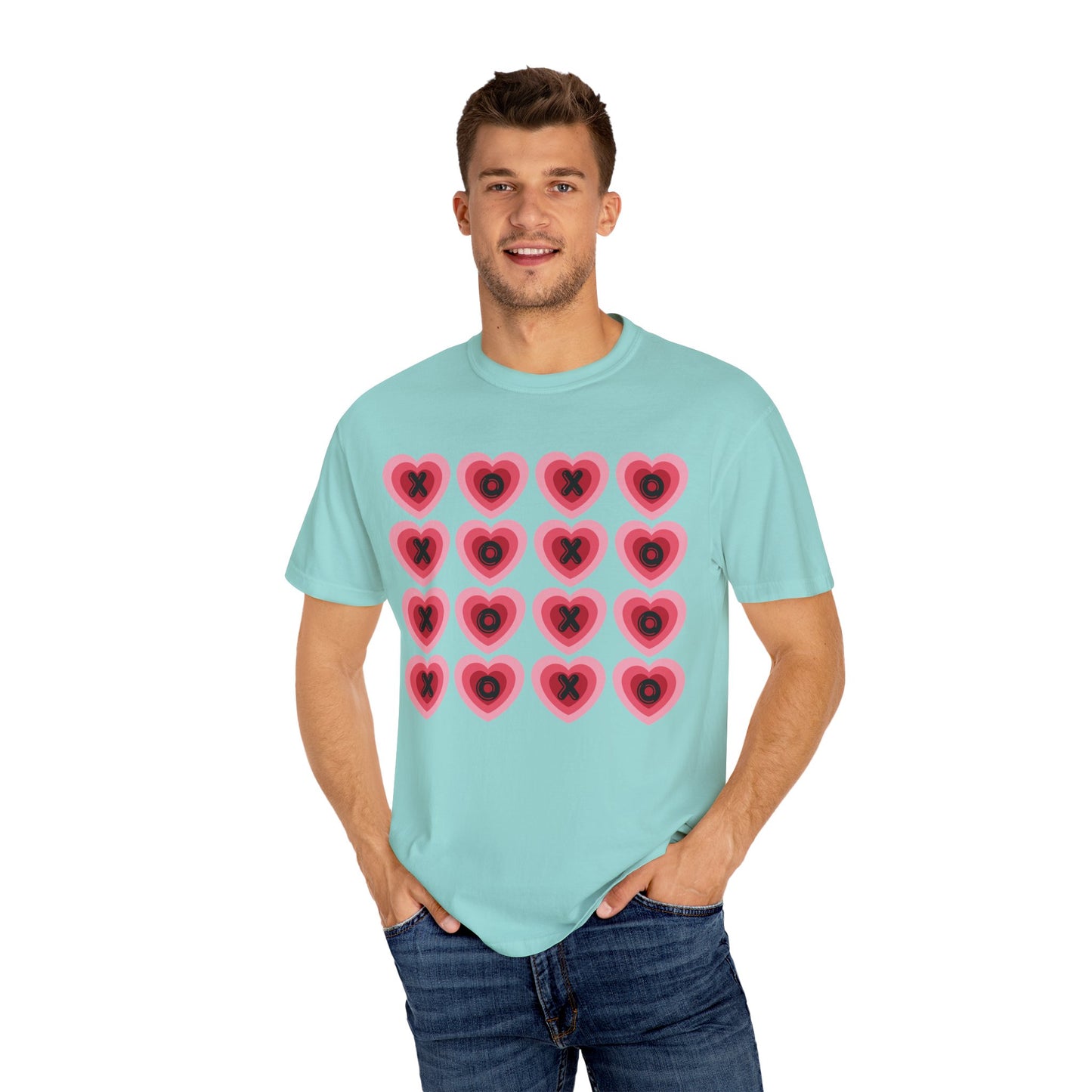 Retro Heart X's and O's - Comfort Colors Shirt