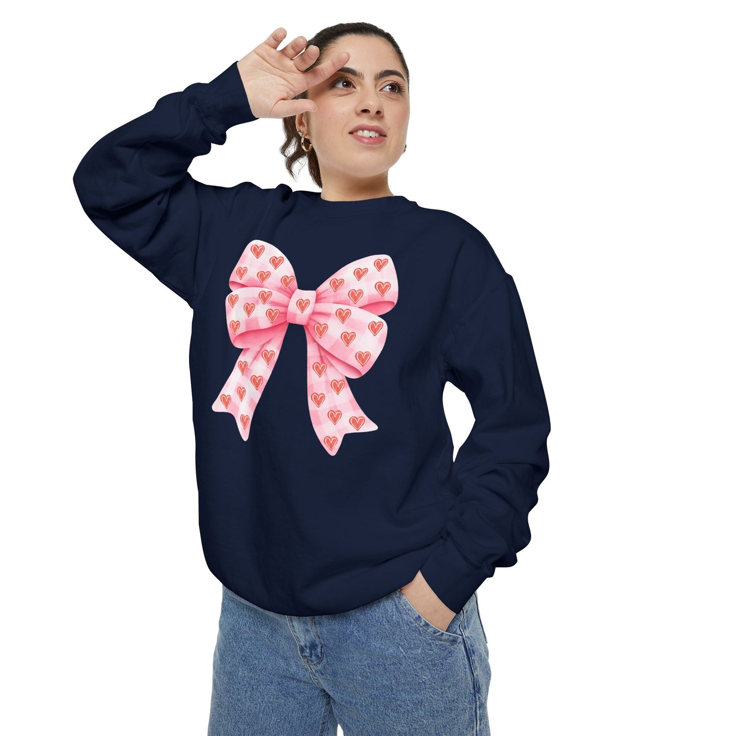 Pink Bow & Hearts - Comfort Colors Sweatshirt