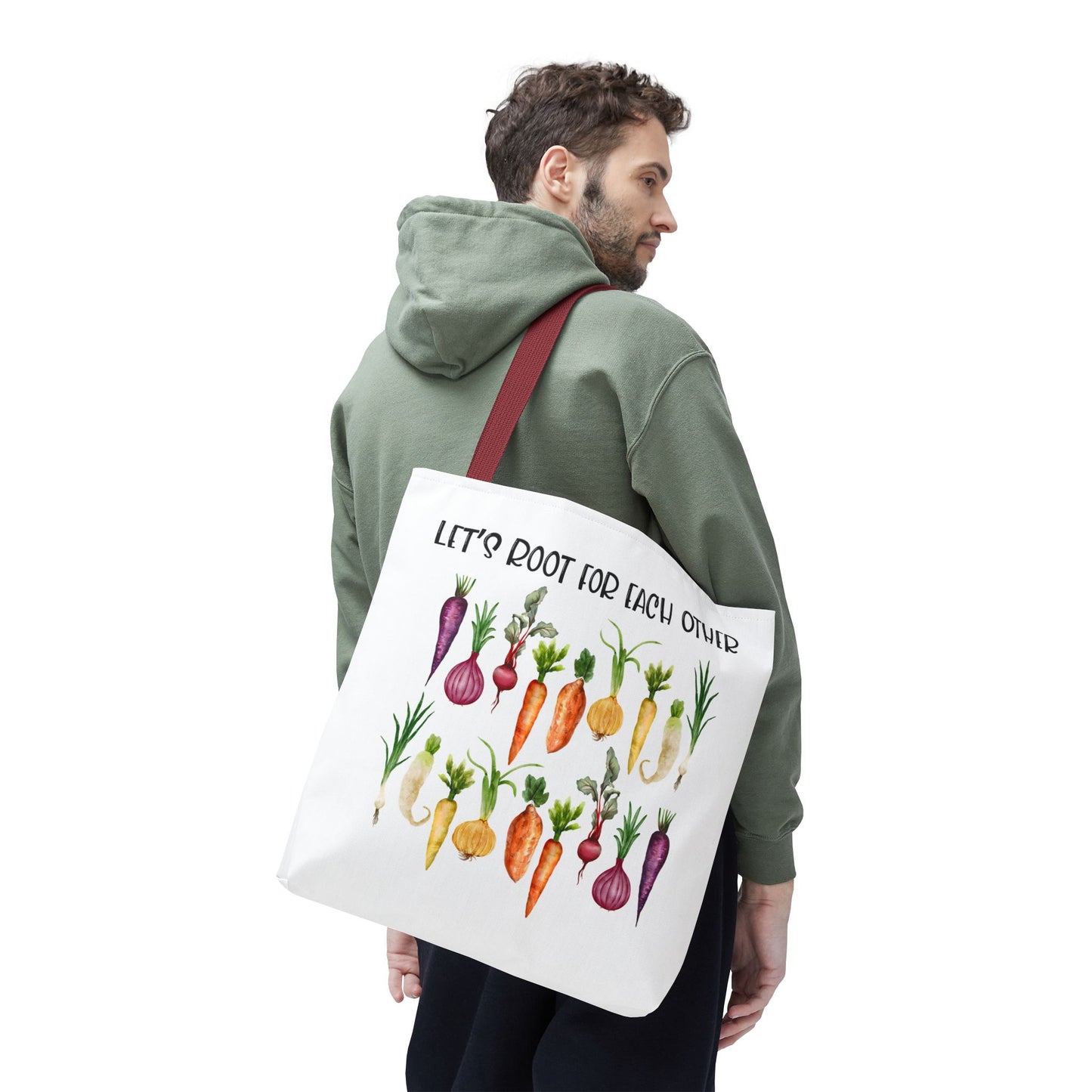 Let's Root for Each Other Tote Bag - Colorful Vegetable Design