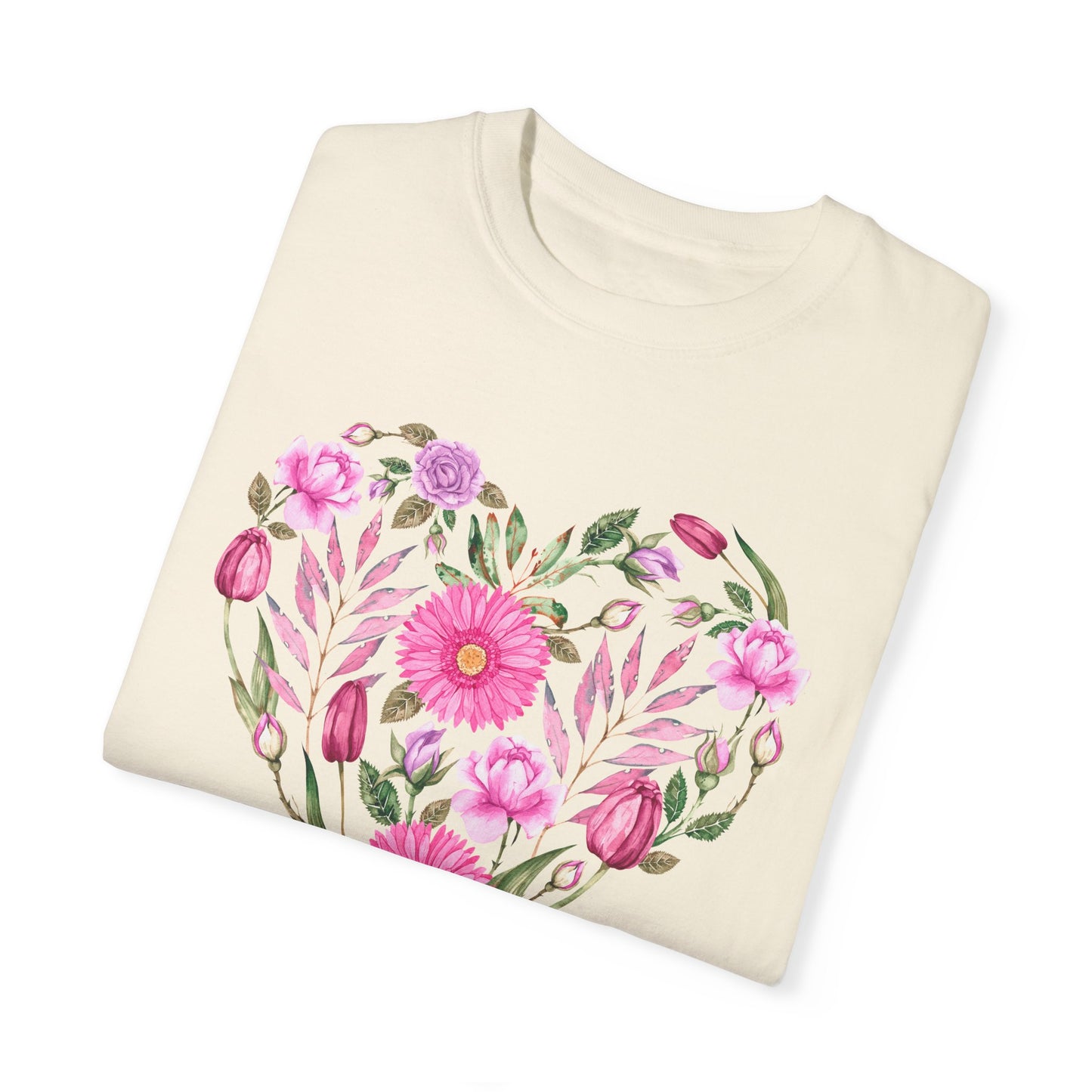 Pink Flowers Heart - Comfort Colors Shirt
