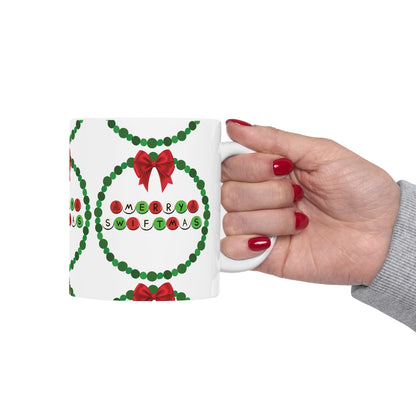 Merry Swiftmas - Friendship Bracelet Wreath - Ceramic Mug, (11oz, 15oz)