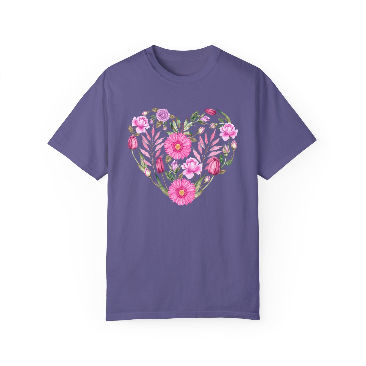 Pink Flowers Heart - Comfort Colors Shirt
