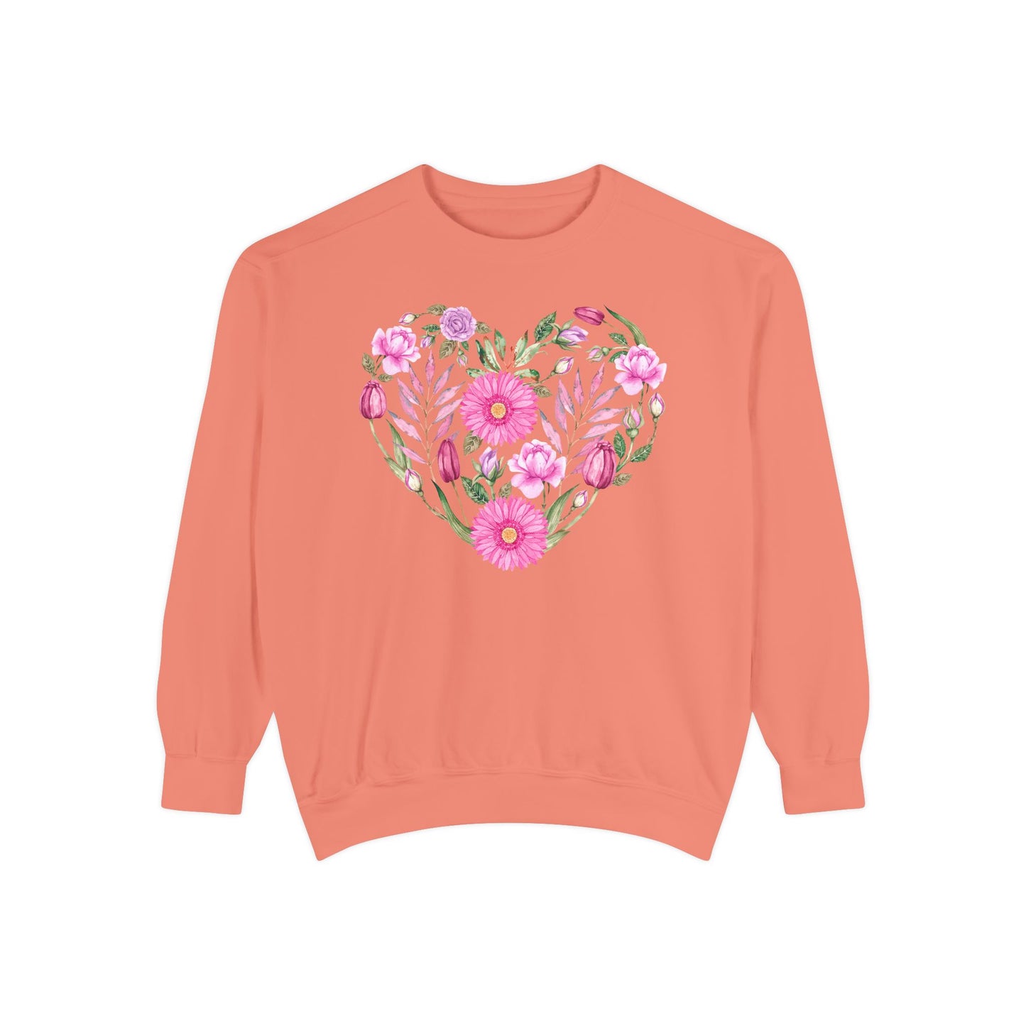 Pink Flowers Heart - Comfort Colors Sweatshirt