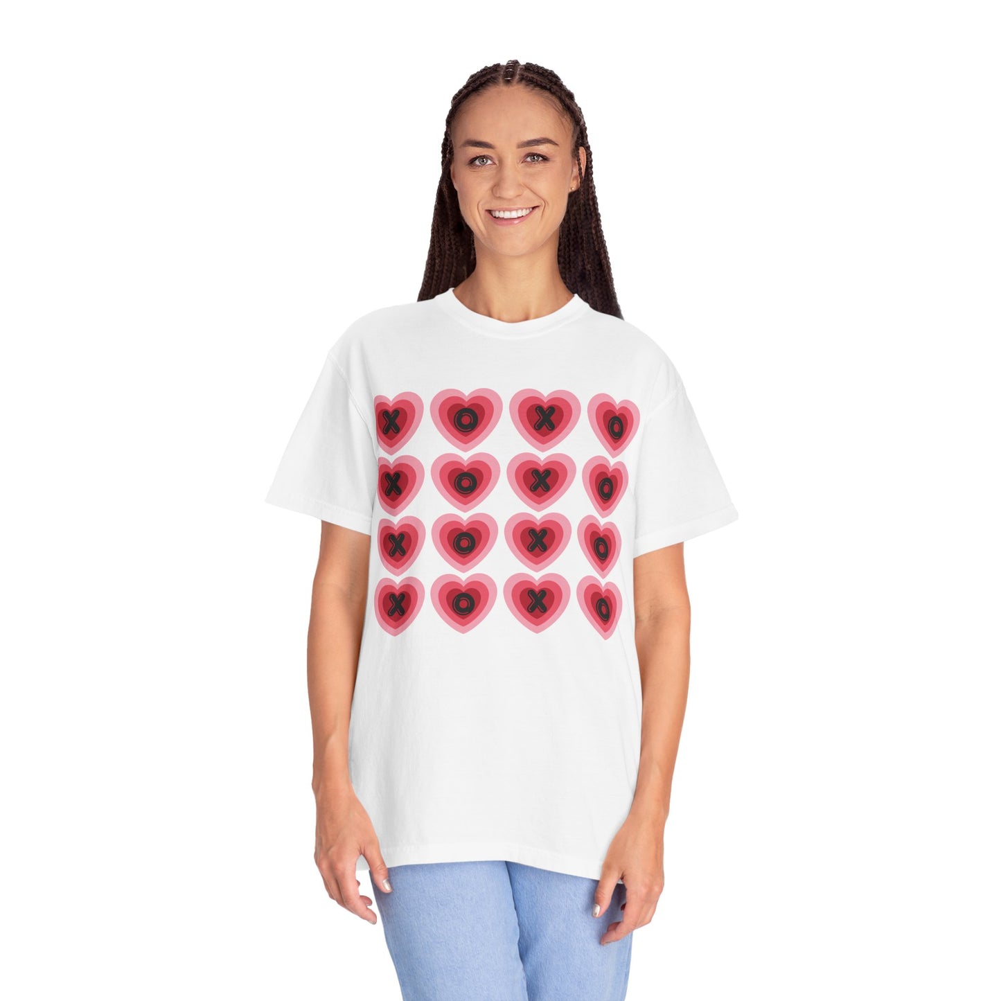Retro Heart X's and O's - Comfort Colors Shirt