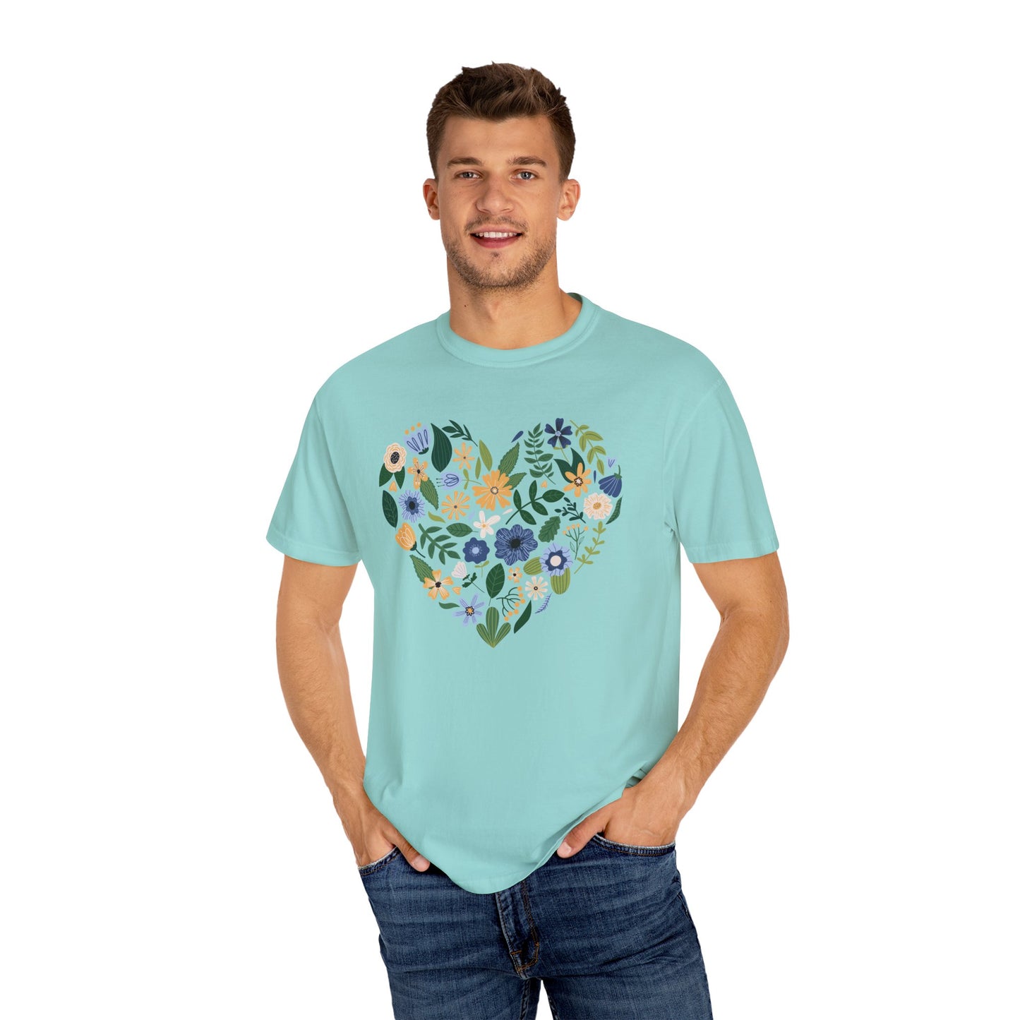 Blue Flowers Heart - Comfort Colors Shirt