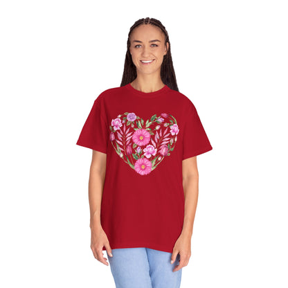 Pink Flowers Heart - Comfort Colors Shirt