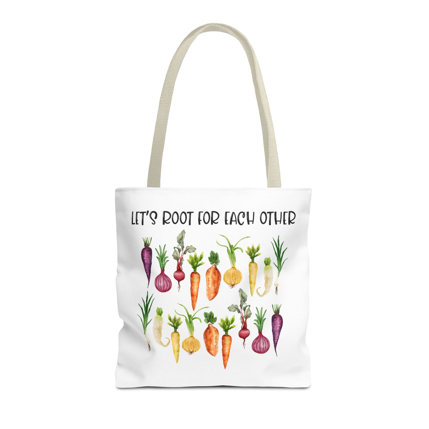 Let's Root for Each Other Tote Bag - Colorful Vegetable Design
