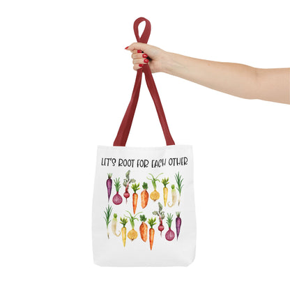Let's Root for Each Other Tote Bag - Colorful Vegetable Design