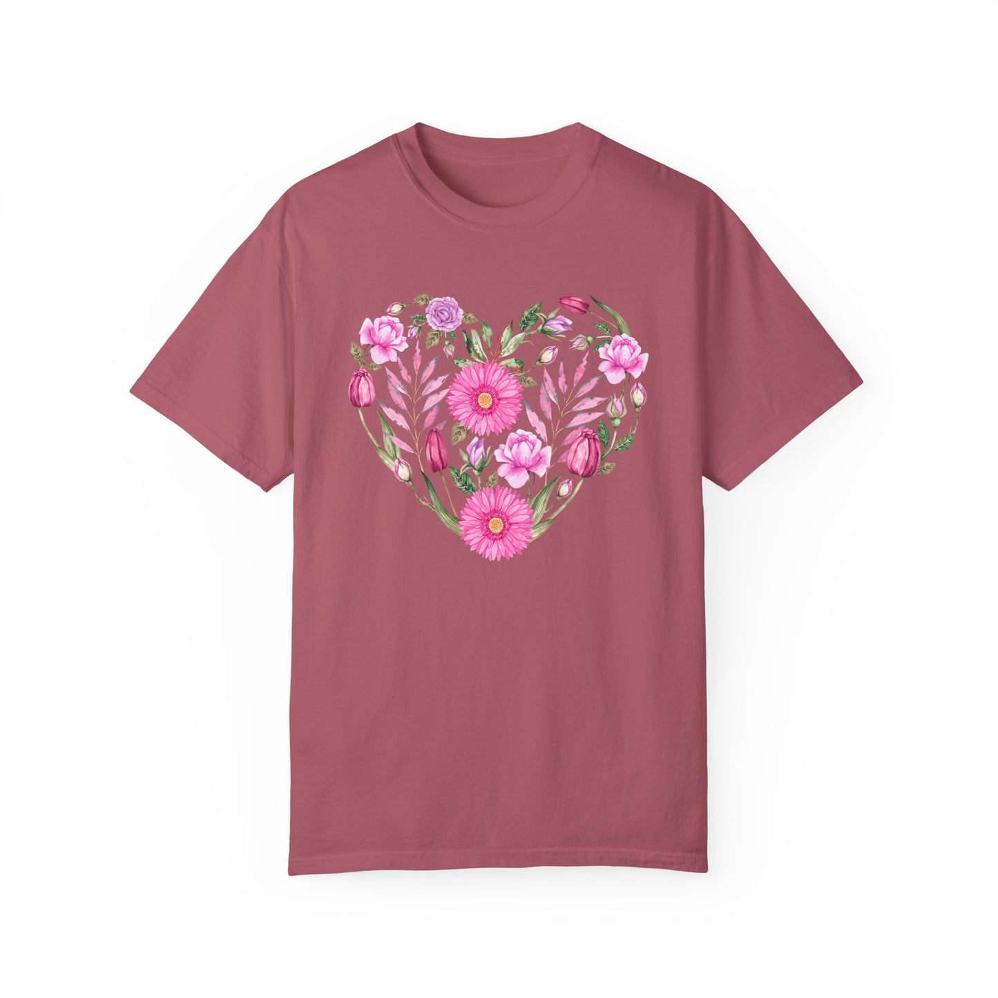 Pink Flowers Heart - Comfort Colors Shirt