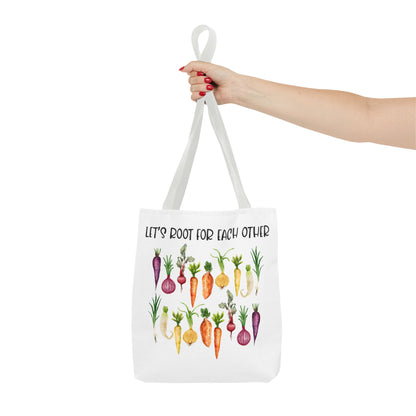 Let's Root for Each Other Tote Bag - Colorful Vegetable Design