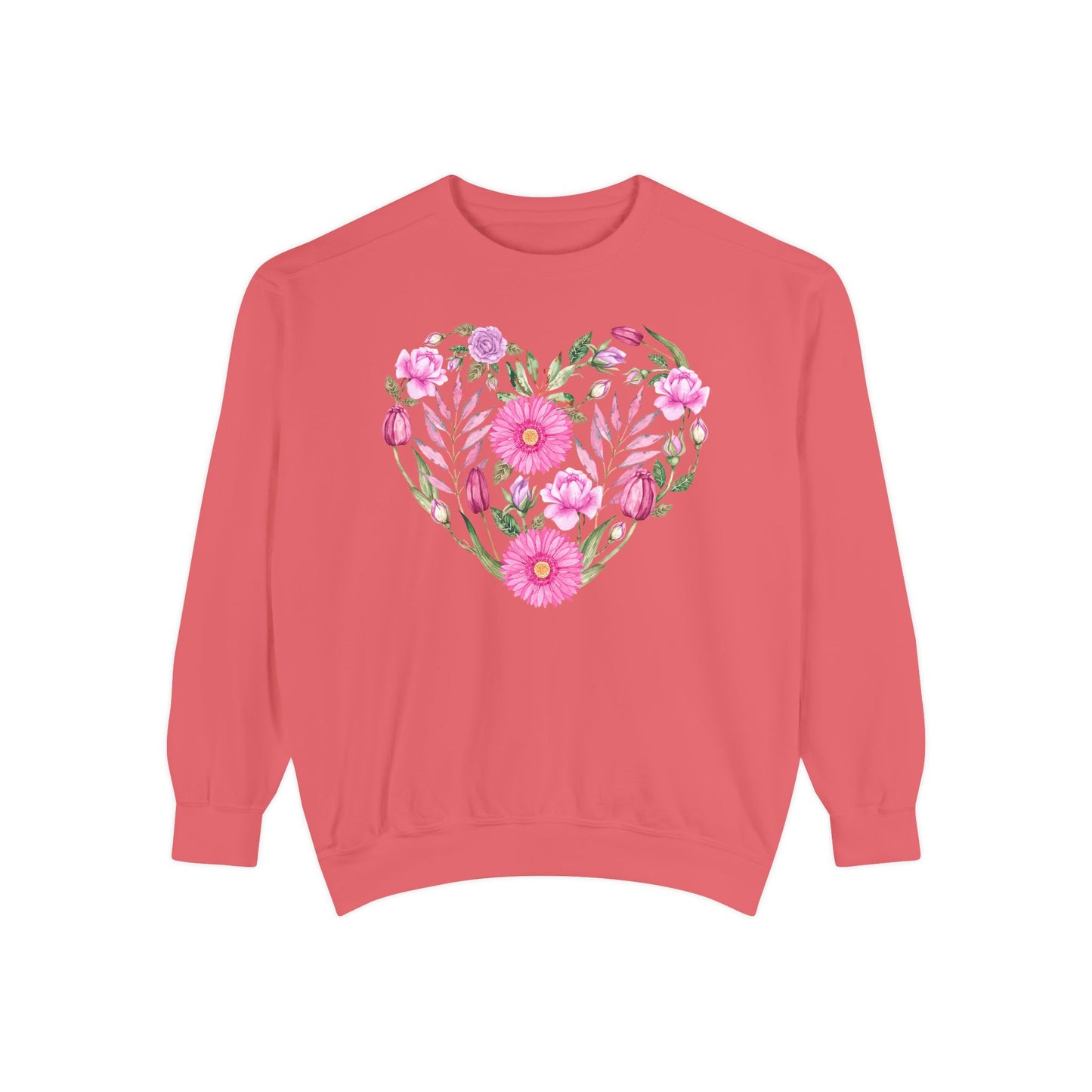 Pink Flowers Heart - Comfort Colors Sweatshirt