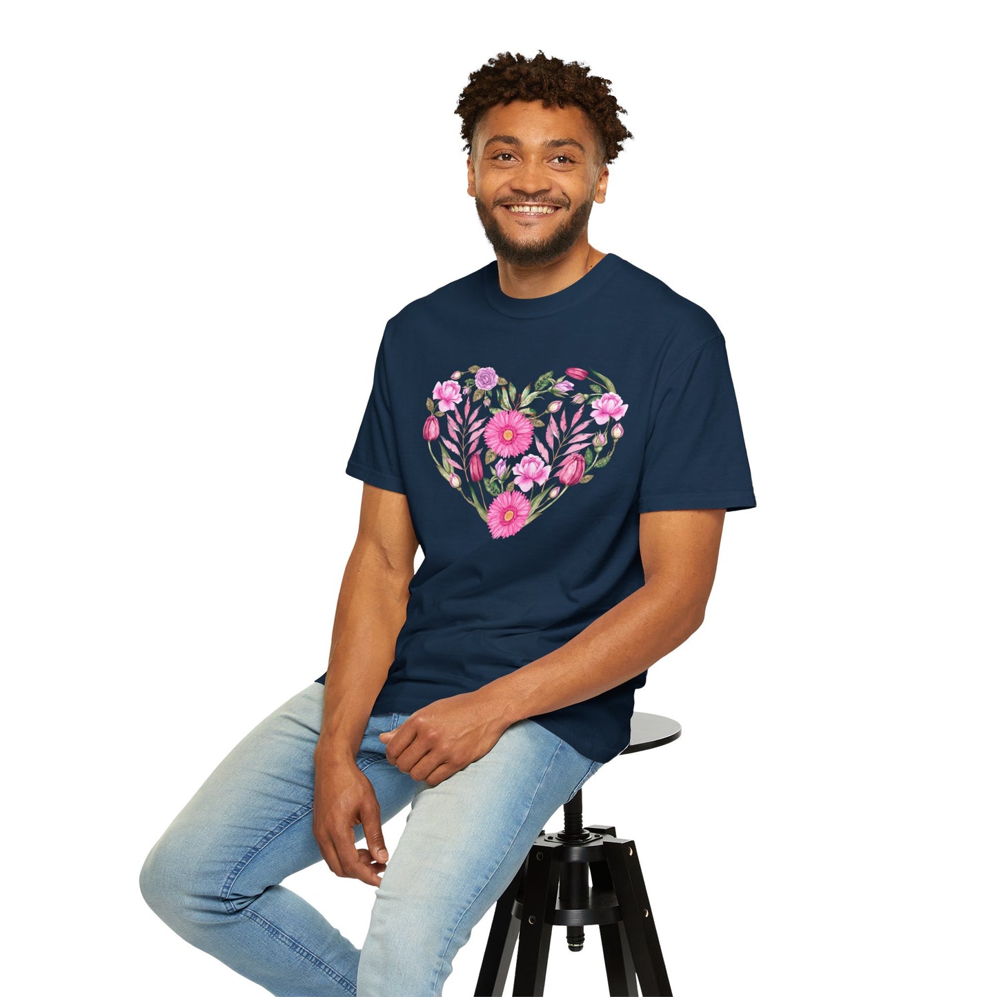 Pink Flowers Heart - Comfort Colors Shirt