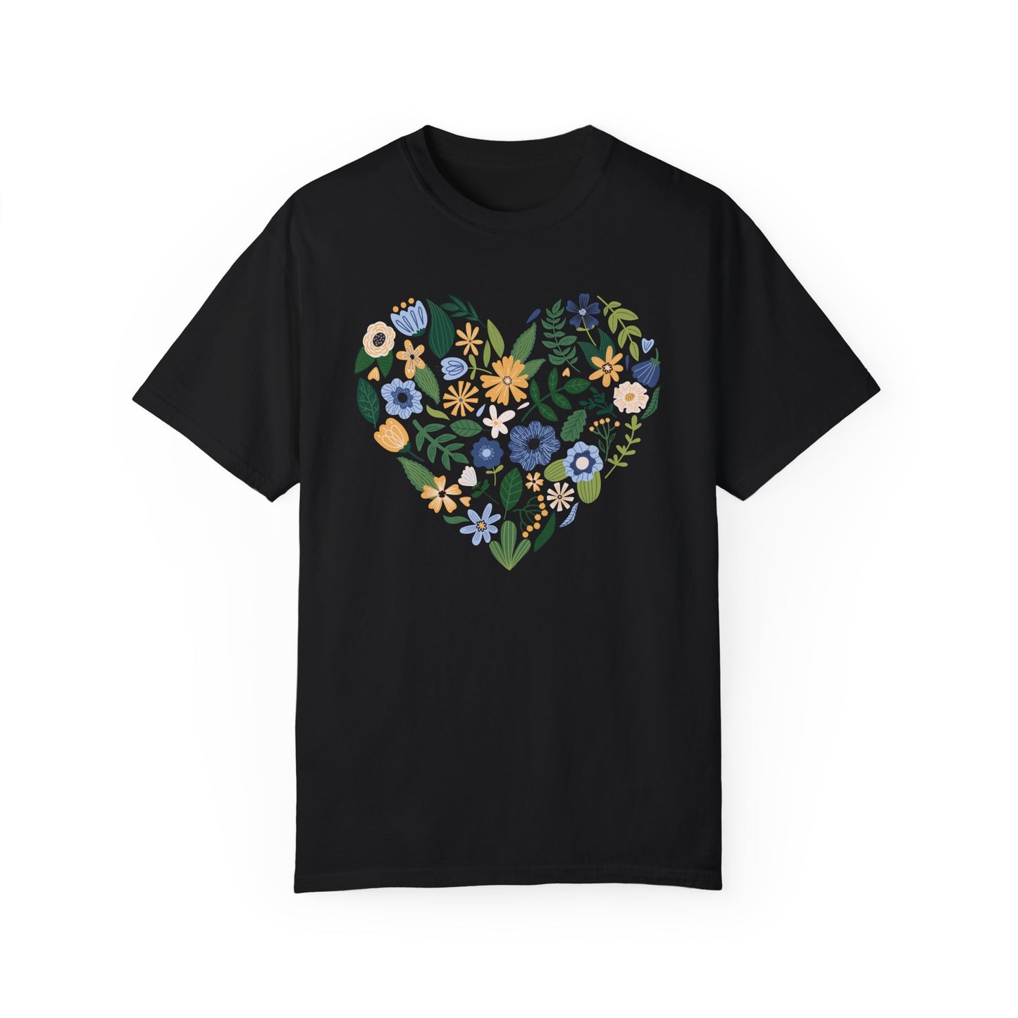 Blue Flowers Heart - Comfort Colors Shirt