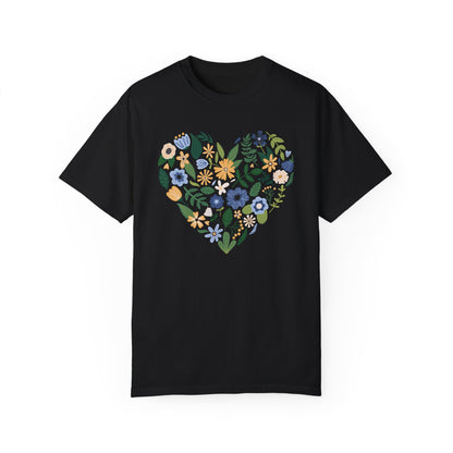 Blue Flowers Heart - Comfort Colors Shirt