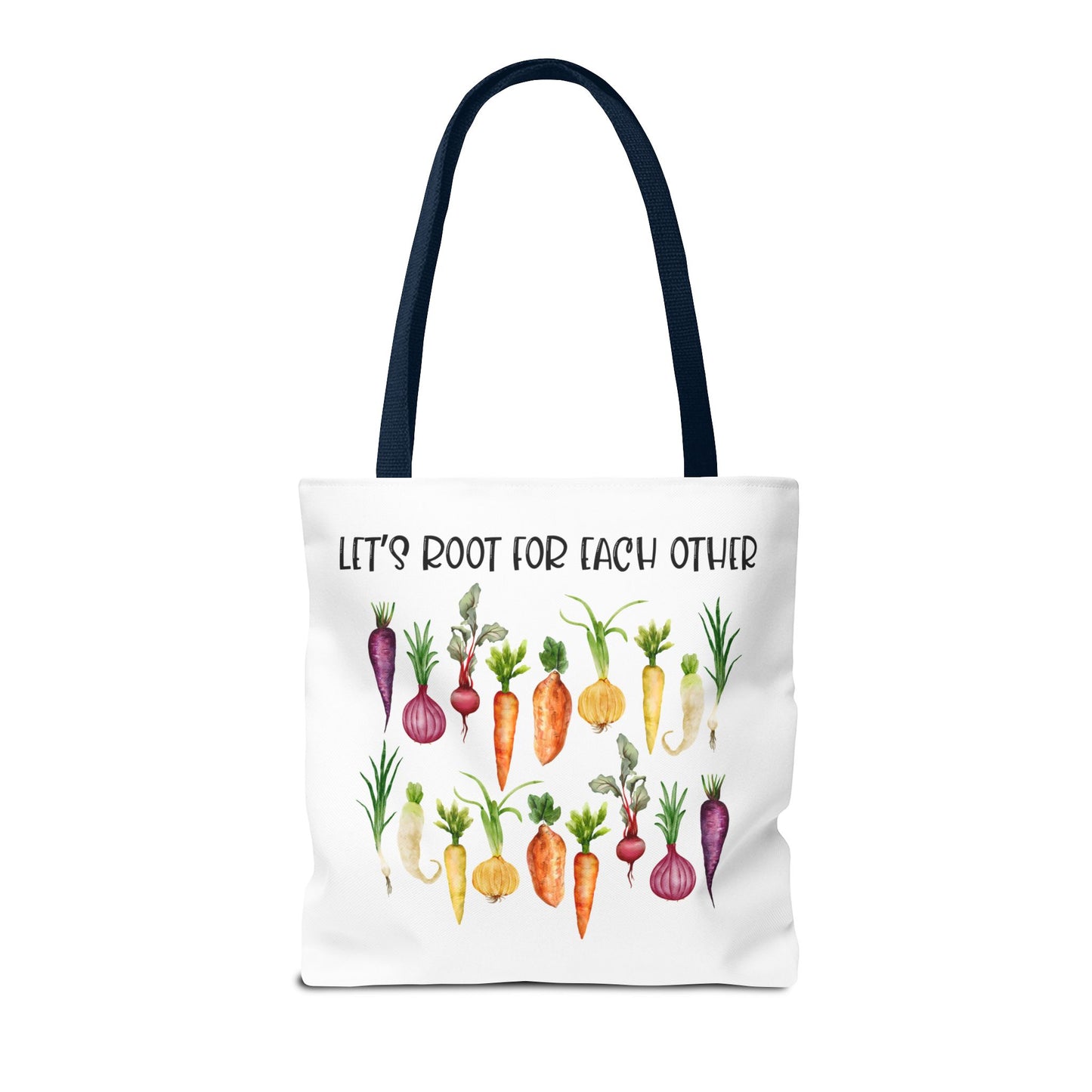 Let's Root for Each Other Tote Bag - Colorful Vegetable Design