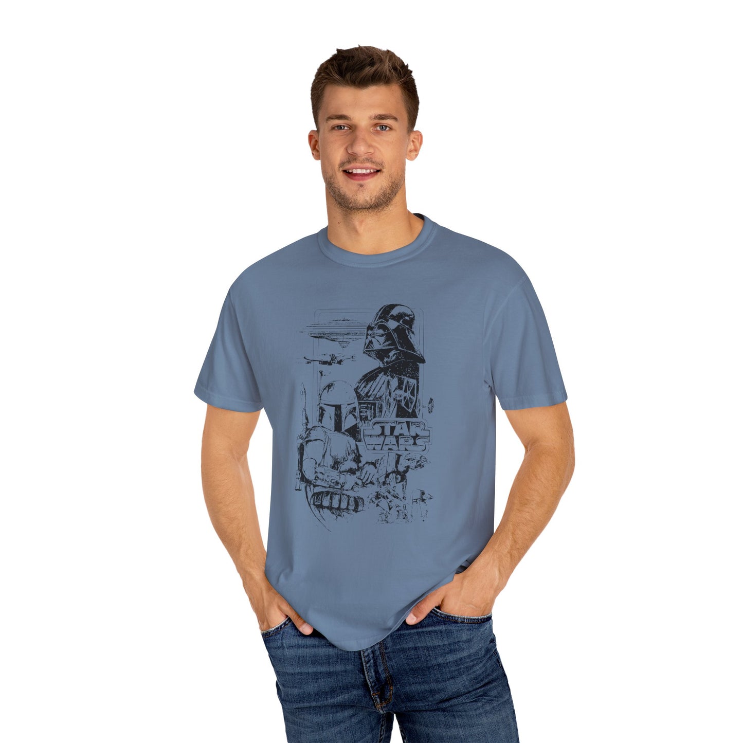 Star Wars Black Line Drawing - Comfort Colors Shirt